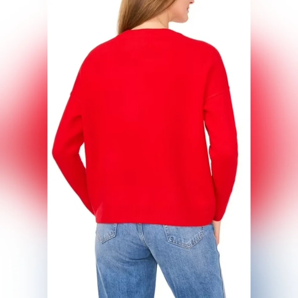 New Vince Camuto Red 'MERRY' Crewneck Holiday Sweater